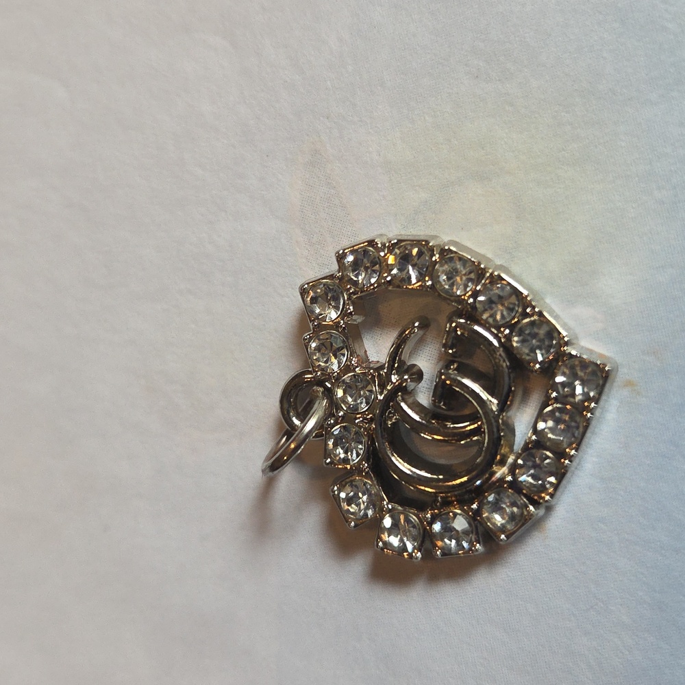 GUCCI SIlver Heart Pendant with Crystals